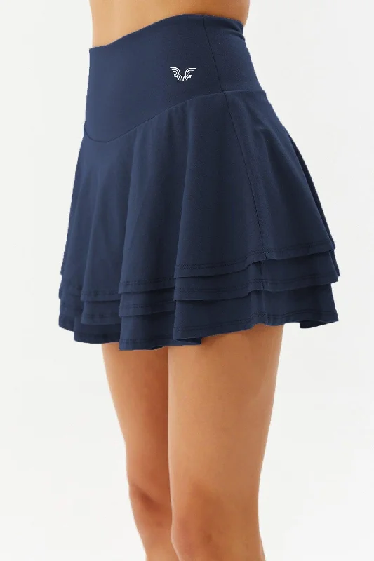 Women's Navy Blue High Waist Sport Casual Summer Solid Color Short Mini Skirt Cotton Shorts Tennis Skirt 0110 ruffled skirt detail