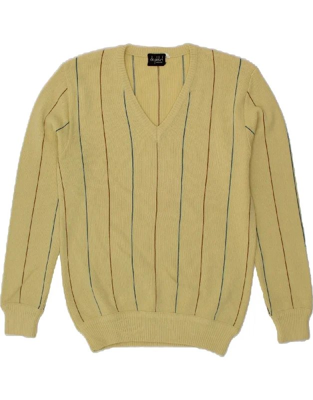 VINTAGE Womens V-Neck Jumper Sweater IT 48 XL Yellow Striped Wool Polka Dot Checkered Tartan VINTAGE Womens V-Neck Jumper Sweater IT 48 XL Yellow Striped Wool Polka Dot Checkered Tartan