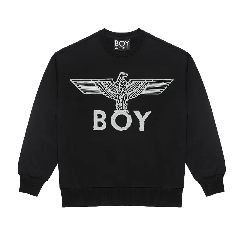 BOY EAGLE SCRIBBLE SWEATSHIRT WOMENS - BLACK/WHITE Hoodie Crop Top Short Trendy