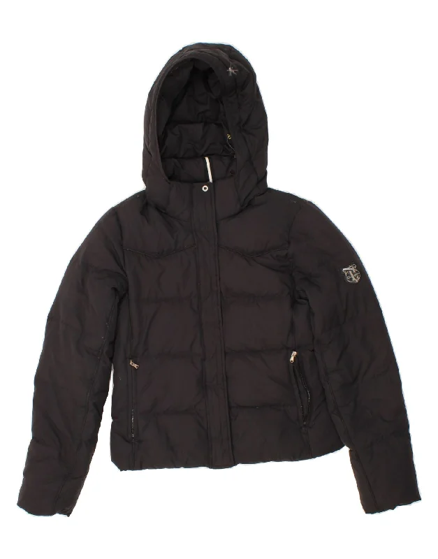 CHAMPION Womens Crop Hooded Padded Jacket UK 10 Small Black Polyester Elasticated Jacket Padded Jacket Insulated Jacket CHAMPION Womens Crop Hooded Padded Jacket UK 10 Small Black Polyester Elasticated Jacket Padded Jacket Insulated Jacket