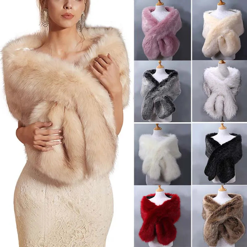 Winter Women Fur Capes Cloak Wedding Faux Fur Bolero Stole Warm Shawl Wraps Bridal Jacket Formal Evening Party Warm Scarf 2022 Stand-Up Collar Roll-Neck Collar Turtle Neck Winter Women Fur Capes Cloak Wedding Faux Fur Bolero Stole Warm Shawl Wraps Bridal Jacket Formal Evening Party Warm Scarf 2022 Stand-Up Collar Roll-Neck Collar Turtle Neck