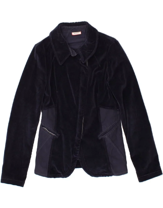 MAX & CO. Womens Velvet Blazer Jacket IT 44 Medium Navy Blue Cotton Mesh Jacket Canvas Jacket Denim Jacket