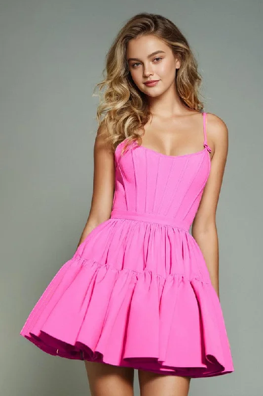 Ruffles Azalea A Line Sleeveless Homecoming Dresses Tunics Bridal satin