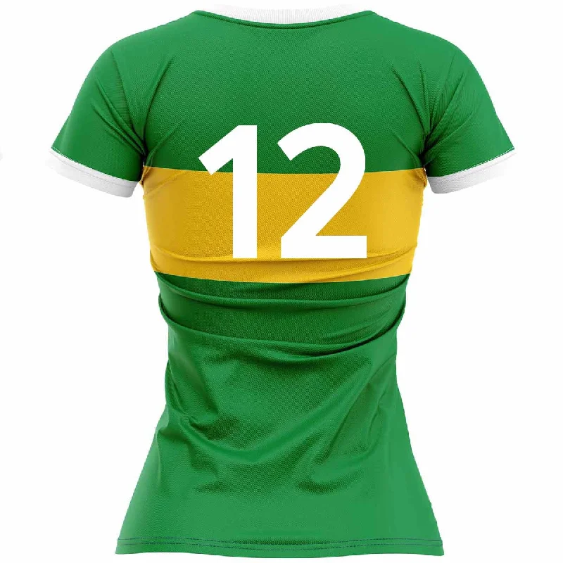 Mc Keever St Gabriels GAA Numbered Playing Jersey - Womens - Green Sky Blue Jersey Tee