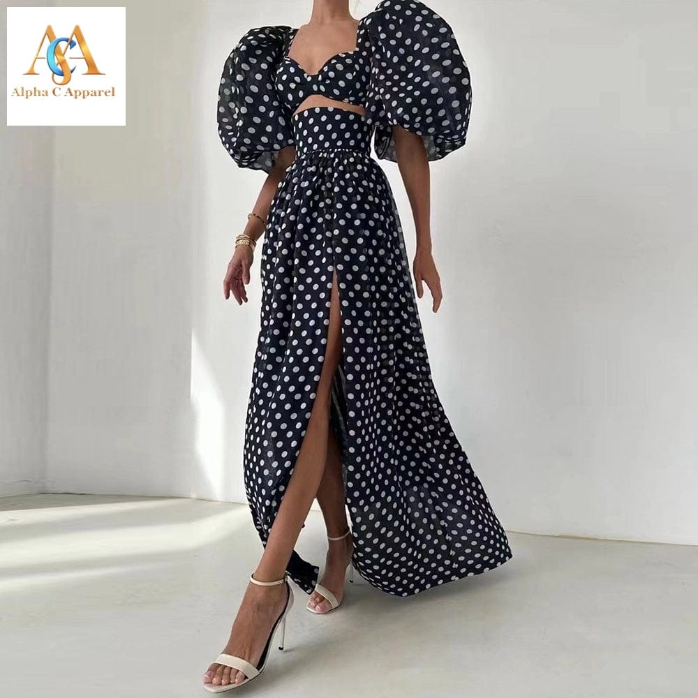 TWOTWINSTYLE Two-Piece Set - High Waist Skirt and Puff Sleeve Top silk skirt luxurious