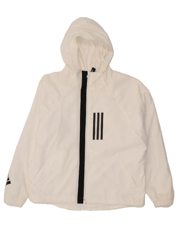 ADIDAS Womens Hooded Rain Jacket UK 18 XL White Denim Fabric Leather Fabric Suede Fabric ADIDAS Womens Hooded Rain Jacket UK 18 XL White Denim Fabric Leather Fabric Suede Fabric