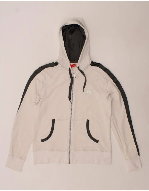 PUMA Womens Zip Hoodie Sweater UK 16 Large White Colourblock Cotton Graphic Sweater Embroidered Appliqued PUMA Womens Zip Hoodie Sweater UK 16 Large White Colourblock Cotton Graphic Sweater Embroidered Appliqued