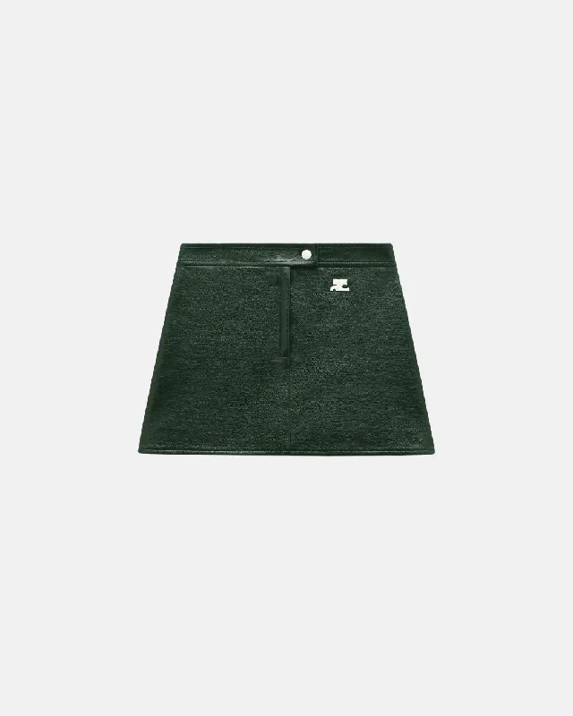 Mini Skirt Reedition Vinyl Dark Green flowy skirt hem