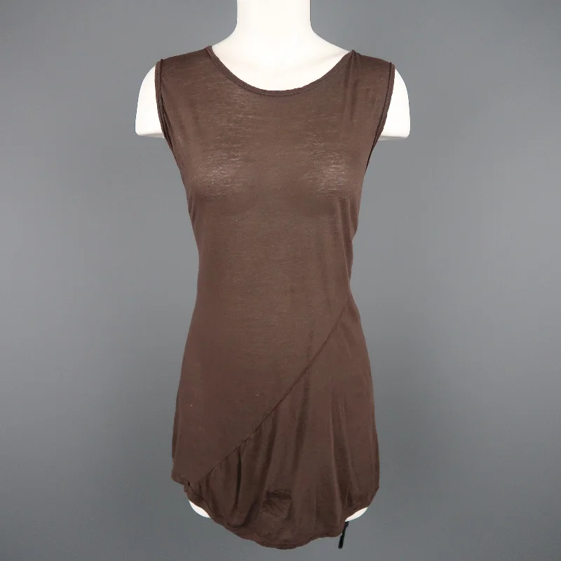 DRKSHDW Size M Brown Viscose /silk Burnout Jersey Tank Top loose fit tank