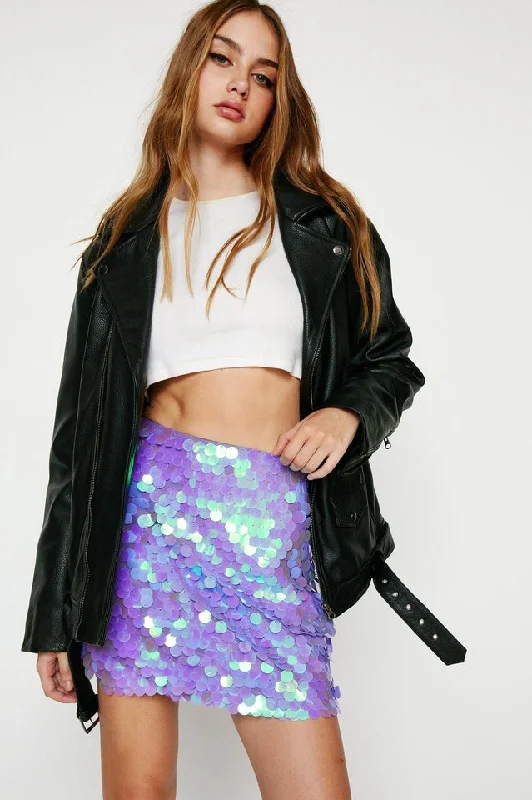 Oval Sequin Mini Skirt high waist skirt
