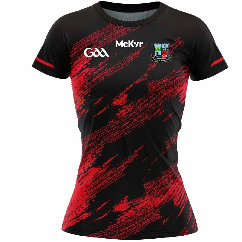 Mc Keever Cappataggle GAA Training Jersey - Womens - Black/Red Linen Jersey Top