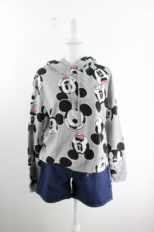 Vintage Grey Mickey Hoodie (M) Hoodie with Neon Bright Vibrant