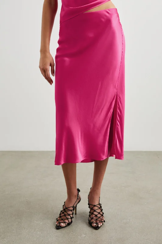 MAYA SKIRT - MAGENTA button skirt front