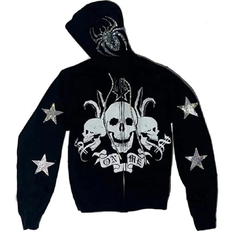 Skeleton Hoodies pastel goth Jacket Welt Pockets Slit Pockets Flap Pockets