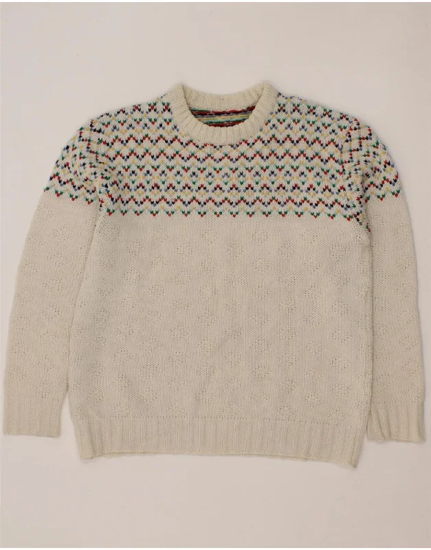 VINTAGE Womens Crew Neck Jumper Sweater UK 16 Large White Striped Real Fur Shearling Chenille VINTAGE Womens Crew Neck Jumper Sweater UK 16 Large White Striped Real Fur Shearling Chenille