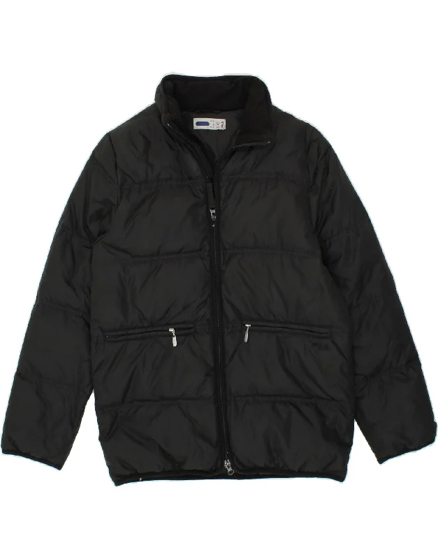 FILA Womens Padded Jacket IT 40/42 Small Black Nylon V-Neck Jacket Boat Neck Jacket Square Neck Jacket FILA Womens Padded Jacket IT 40/42 Small Black Nylon V-Neck Jacket Boat Neck Jacket Square Neck Jacket