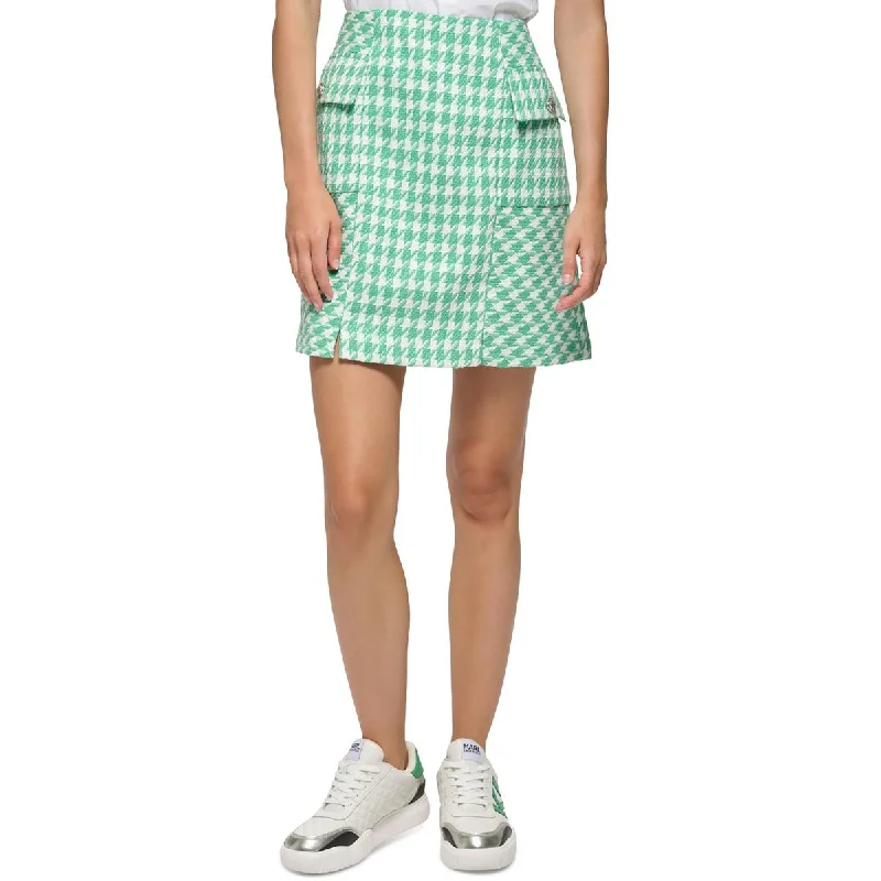 Karl Lagerfeld Paris Womens Short Houndstooth Mini Skirt corduroy skirt cozy