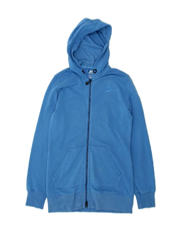 NIKE Womens Zip Hoodie Sweater UK 10/12 Medium Blue Cotton Toggled Drawstring Belted NIKE Womens Zip Hoodie Sweater UK 10/12 Medium Blue Cotton Toggled Drawstring Belted