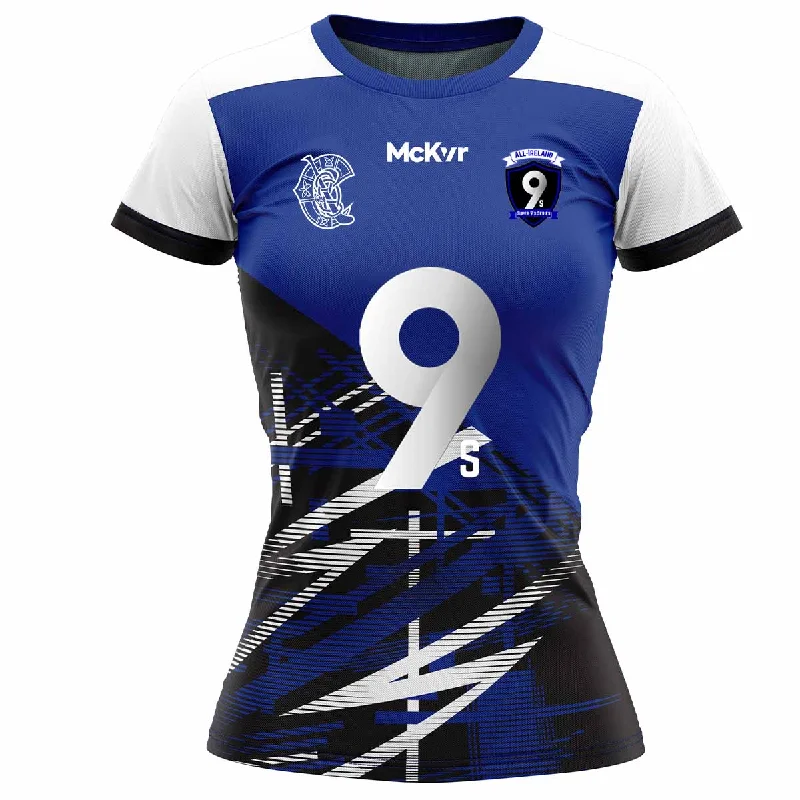 Mc Keever Super 9s Camogie Playing Jersey - Womens - Blue Turtle Neck Jersey Shirt