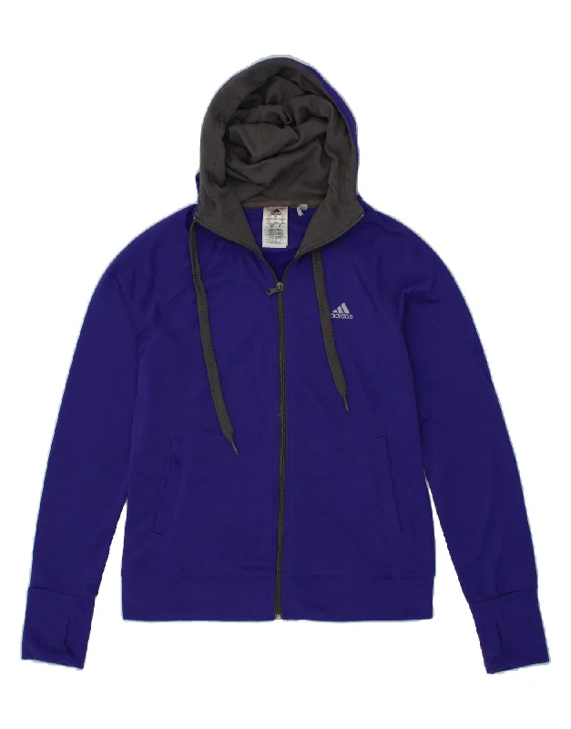 ADIDAS Womens Zip Hoodie Sweater UK 8/10 0Small Blue Polyester Print Jacquard Patchwork ADIDAS Womens Zip Hoodie Sweater UK 8/10 0Small Blue Polyester Print Jacquard Patchwork