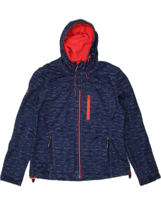 SUPERDRY Womens Hooded Windbreaker Jacket UK 16 Large Navy Blue Flecked Appliqued Jacket Beaded Jacket Sequined Jacket SUPERDRY Womens Hooded Windbreaker Jacket UK 16 Large Navy Blue Flecked Appliqued Jacket Beaded Jacket Sequined Jacket