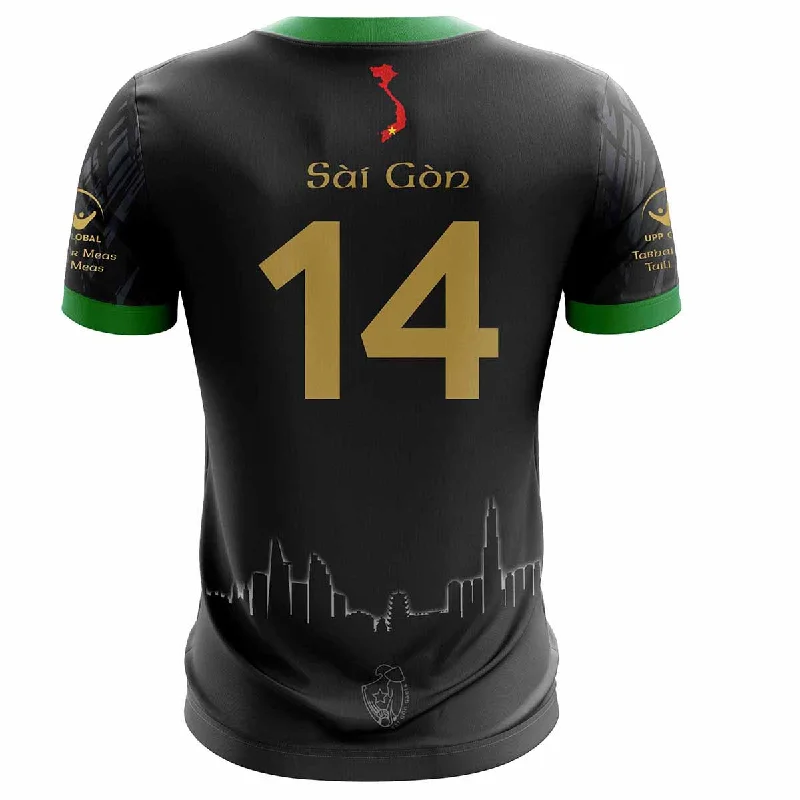 Mc Keever Saigon Gaels GAA Numbered Home Jersey - Adult - Black Boat Neck Jersey Shirt