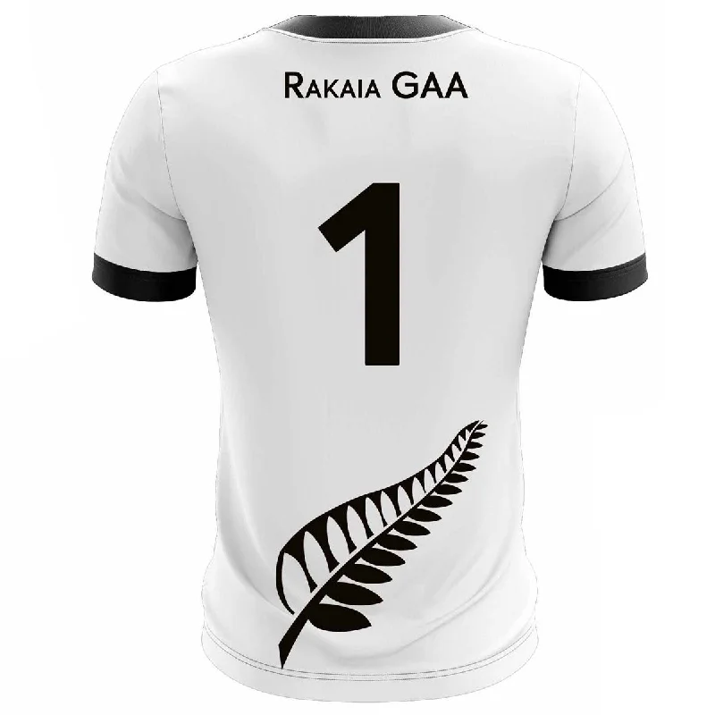 Mc Keever Rakaia GAA Numbered Goalkeeper Jersey - Womens - White/Black Striped Jersey Top