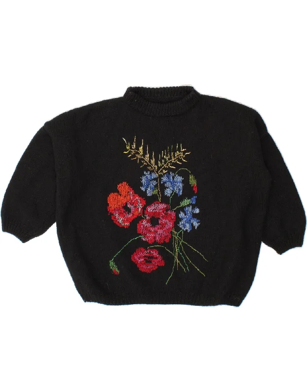 VINTAGE Womens Crop 3/4 Sleeve Crew Neck Jumper Sweater UK 16 Large Black Wool Sweater Cotton Sweater Cashmere Sweater VINTAGE Womens Crop 3/4 Sleeve Crew Neck Jumper Sweater UK 16 Large Black Wool Sweater Cotton Sweater Cashmere Sweater
