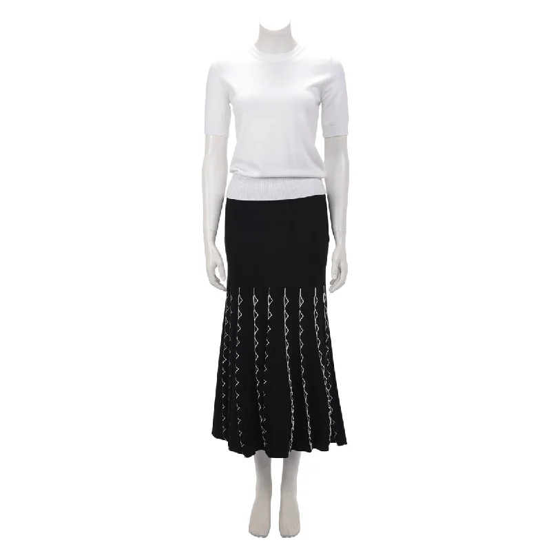 Alexander McQueen Black Knit Scallop Detailed Skirt S high waist skirt