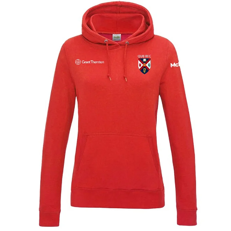 Mc Keever Queens Rugby College Hoodie - Womens - Fire Red Hoodie with Oversized Fit Loose Comfortable Mc Keever Queens Rugby College Hoodie - Womens - Fire Red Hoodie with Oversized Fit Loose Comfortable