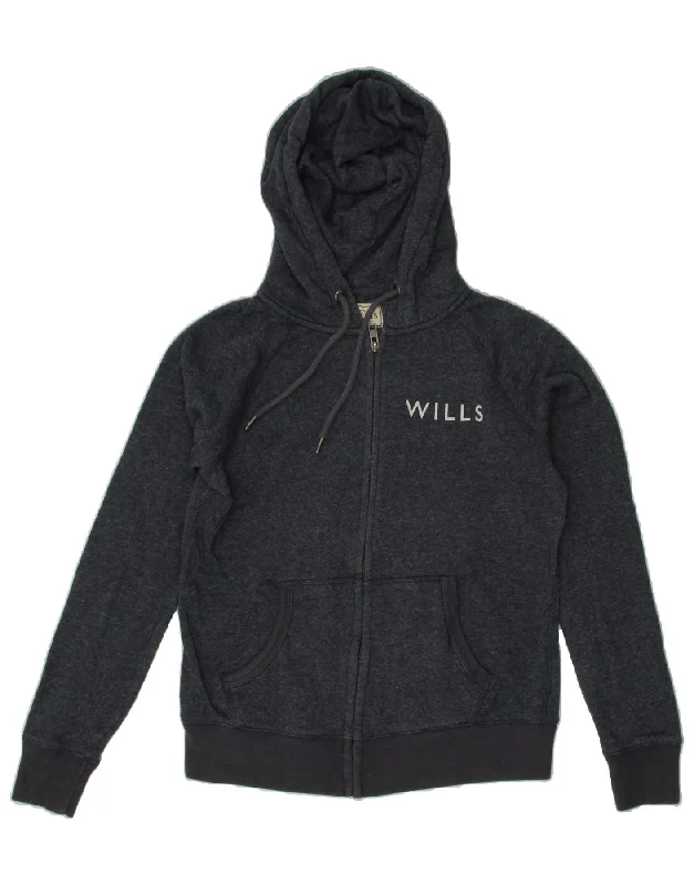 JACK WILLS Womens Graphic Zip Hoodie Sweater UK 10 Small Blue Polyester Oversized Loose Flowy JACK WILLS Womens Graphic Zip Hoodie Sweater UK 10 Small Blue Polyester Oversized Loose Flowy