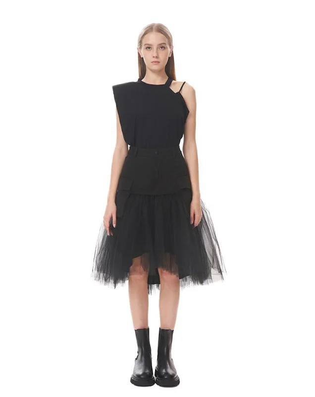 Military Tulle Skirt high slit skirt