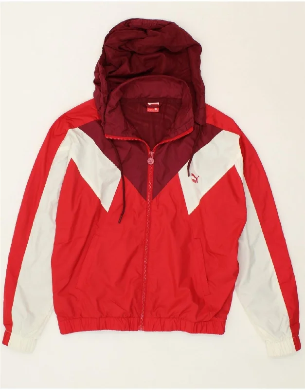 PUMA Womens Oversized Hooded Rain Jacket UK 10 Small Red Colourblock Mesh Jacket Canvas Jacket Denim Jacket PUMA Womens Oversized Hooded Rain Jacket UK 10 Small Red Colourblock Mesh Jacket Canvas Jacket Denim Jacket