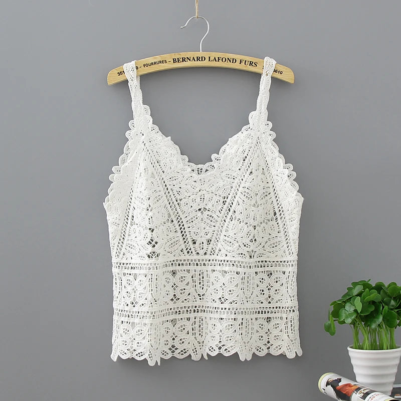 Cotton Crochet Tank Top Sexy Knitted Hollow Out Vest Crop Top Women Femme Vintage Backless Camisole Female 2023 Summer Clothes vibrant tank top