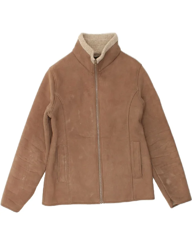 JACK MURPHY Womens Sherpa Jacket US 10 Large Brown Polyester Cotton Jacket Linen Jacket Terry Jacket JACK MURPHY Womens Sherpa Jacket US 10 Large Brown Polyester Cotton Jacket Linen Jacket Terry Jacket
