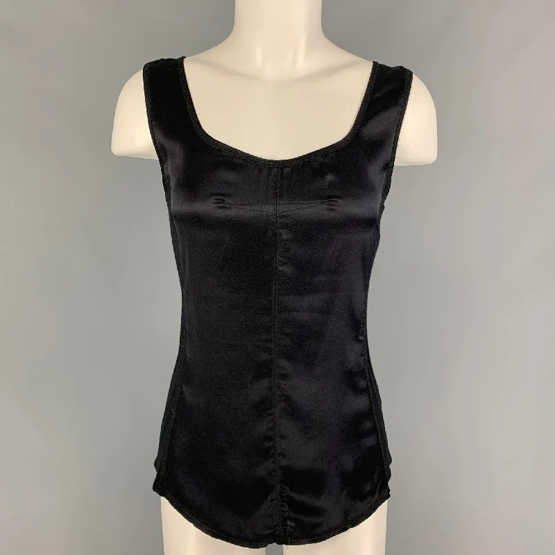 NANETTE LEPORE Size XS Black Silk Rayon Tank Casual Top grey tank top