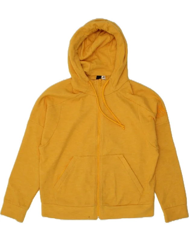 ADIDAS Womens Zip Hoodie Sweater UK 12/14 Medium Yellow Cotton Cotton Fabric Linen Fabric Terry Fabric ADIDAS Womens Zip Hoodie Sweater UK 12/14 Medium Yellow Cotton Cotton Fabric Linen Fabric Terry Fabric