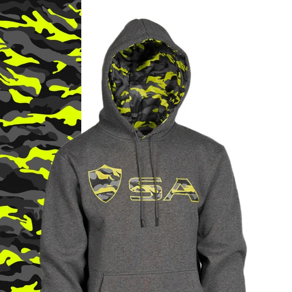 Classic Lined Hoodie | Surge Military Camo Hoodie with Metallic Shiny Futuristic