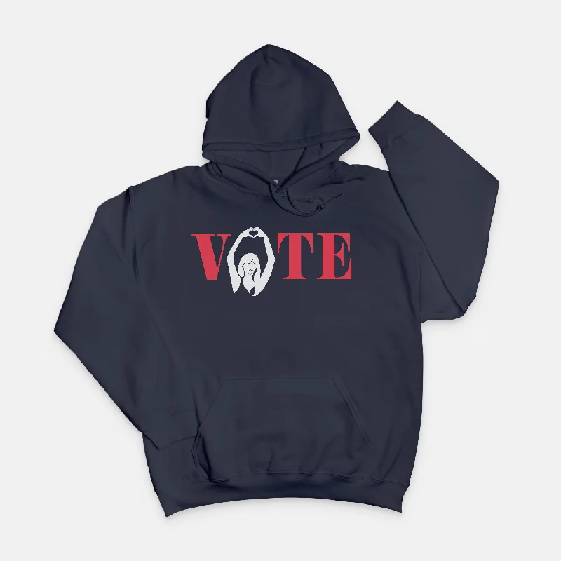 VOTE | PATRIOTIC | HOODIE Hoodie with Button Placket Classic Preppy