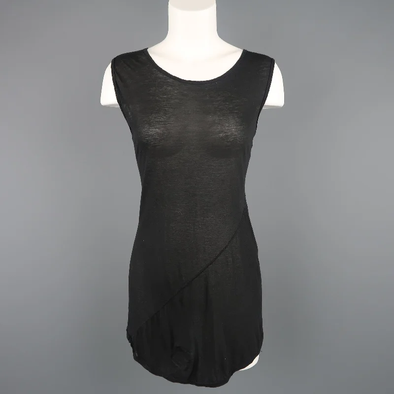 DRKSHDW by RICK OWENS Size M Black Viscose / Silk Burnout Tank stretchy tank top