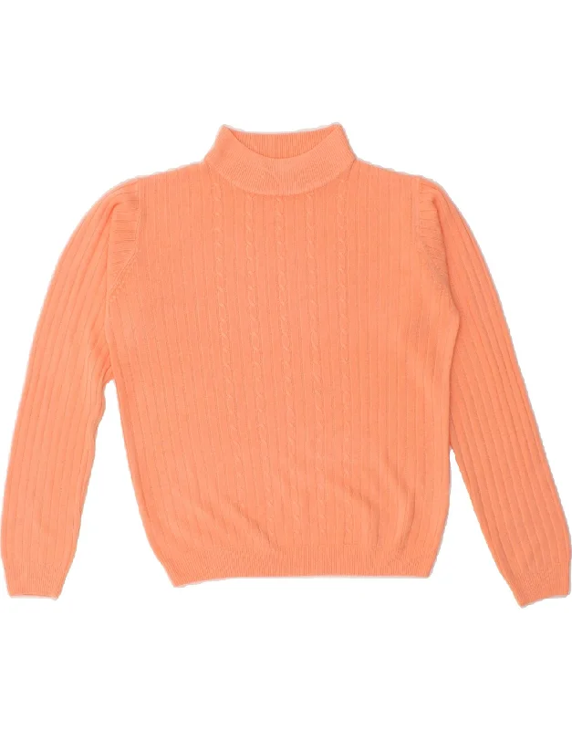 VINTAGE Womens Turtle Neck Jumper Sweater UK 10/12 Medium Orange Acrylic Embroidered Appliqued Beaded VINTAGE Womens Turtle Neck Jumper Sweater UK 10/12 Medium Orange Acrylic Embroidered Appliqued Beaded