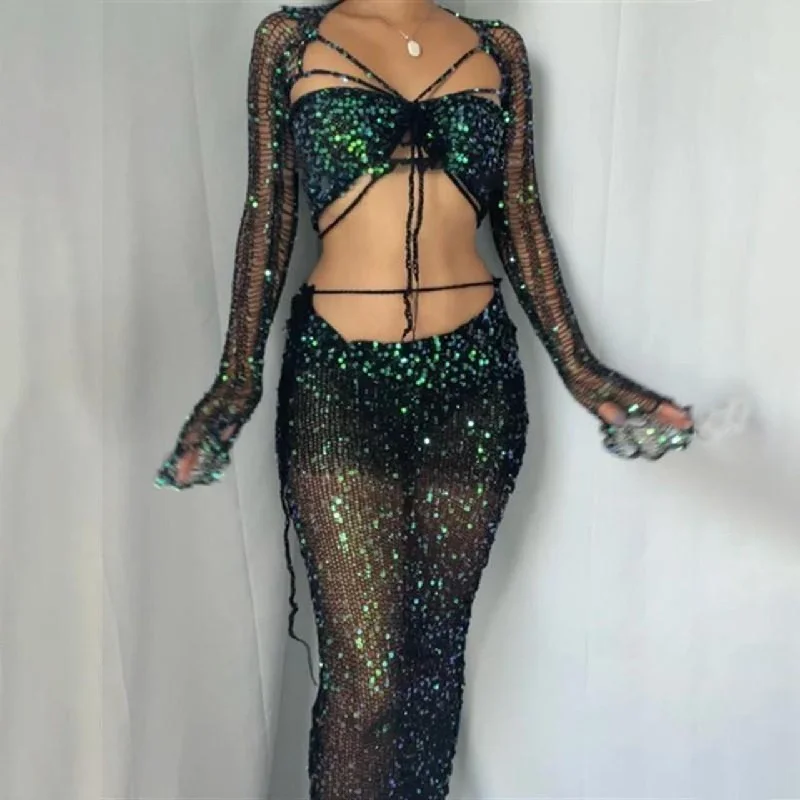 Gorgeous sheer cover up breaded knit sweater jumpsuit Welt Pockets Slit Pockets Flap Pockets Gorgeous sheer cover up breaded knit sweater jumpsuit Welt Pockets Slit Pockets Flap Pockets