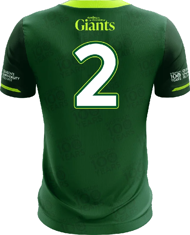 Mc Keever Queens GAA Sigerson 100 Years Numbered Playing Jersey - Adult - Green Daily Wear Jersey Tee