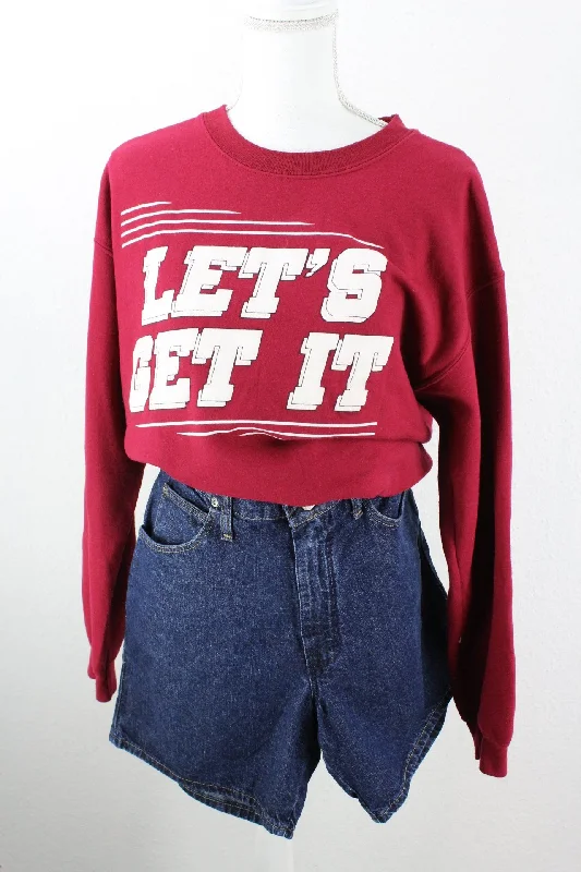 Vintage Lets Get It Sweatshirt (XL) Hoodie with Bell Sleeves Flared Feminine