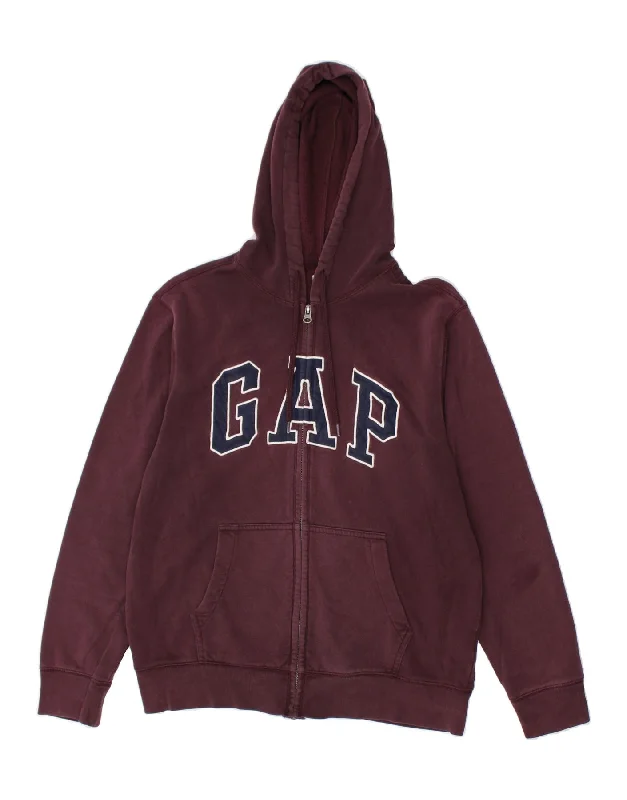 GAP Womens Graphic Zip Hoodie Sweater UK 14 Medium Maroon Cotton Notch Collar Peter Pan Collar Cowl Neck GAP Womens Graphic Zip Hoodie Sweater UK 14 Medium Maroon Cotton Notch Collar Peter Pan Collar Cowl Neck