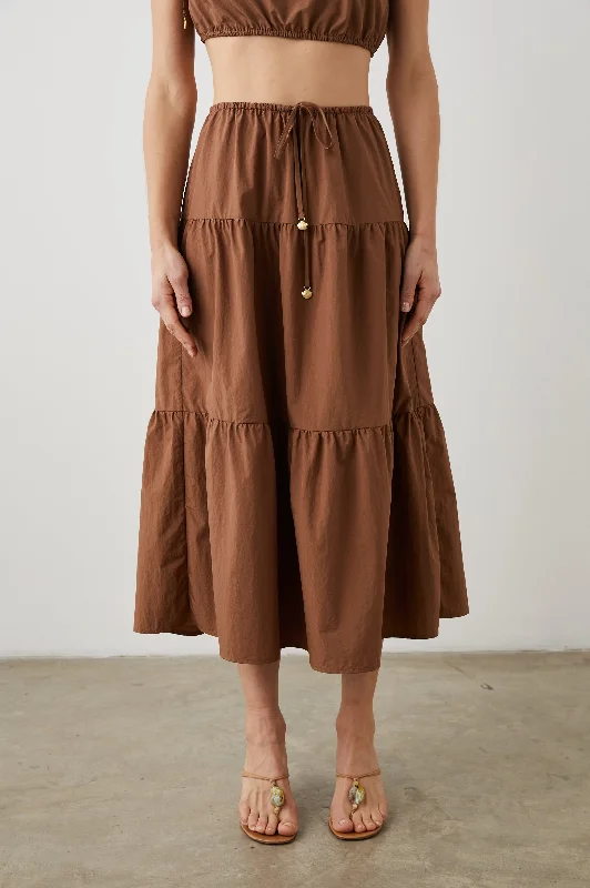MARY SKIRT - TOFFEE flowy skirt hem
