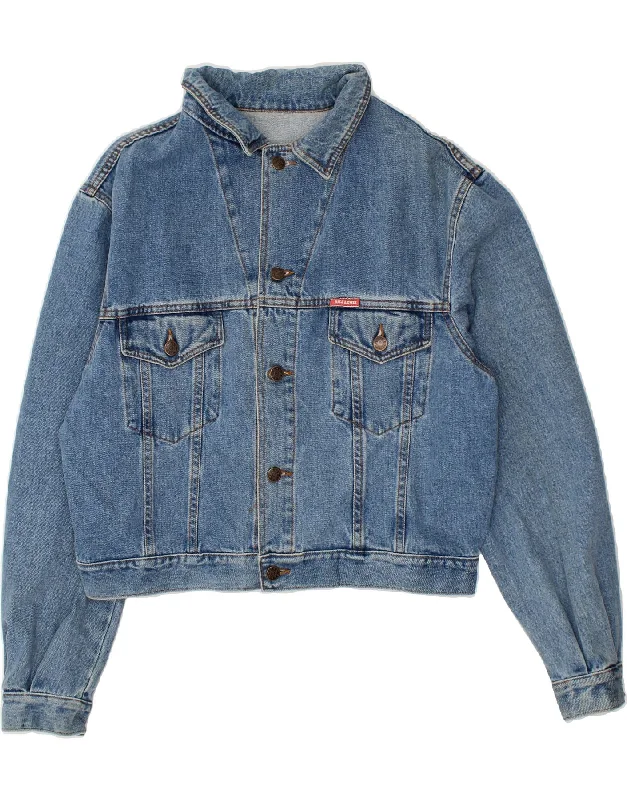 RICA LEWIS Womens Denim Jacket UK 16 Large Blue Denim Jacket Leather Jacket Suede Jacket