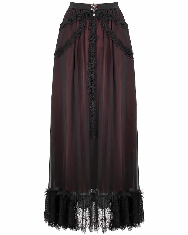 Devil Fashion Gothic Courtesan Layered Bustle Skirt - Red & Black wrap skirt elegant Devil Fashion Gothic Courtesan Layered Bustle Skirt - Red & Black wrap skirt elegant