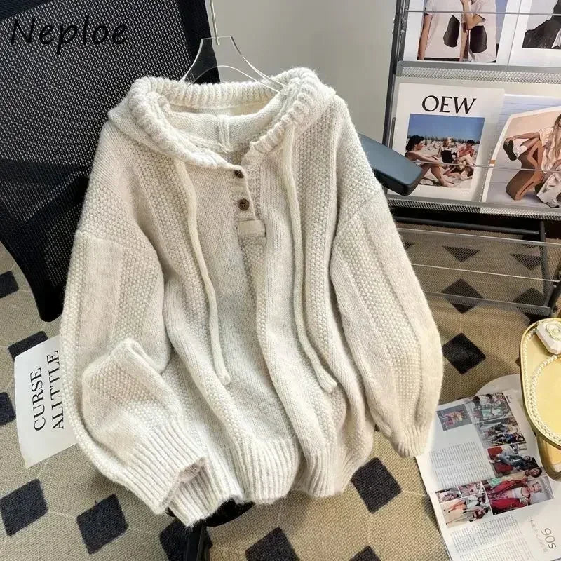 Neploe Simple Lazy Loose Drawstring Hoodie Sweatshirt Women Autumn Winter New Knitted Tops Y2k Long Sleeve Sweaters Mujer Lace Blend Ribbed Blend Corduroy Blend Neploe Simple Lazy Loose Drawstring Hoodie Sweatshirt Women Autumn Winter New Knitted Tops Y2k Long Sleeve Sweaters Mujer Lace Blend Ribbed Blend Corduroy Blend
