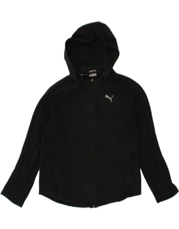PUMA Womens Zip Hoodie Sweater UK 14 Medium Black Cotton Faux Fur Fabric Real Fur Fabric Shearling Fabric PUMA Womens Zip Hoodie Sweater UK 14 Medium Black Cotton Faux Fur Fabric Real Fur Fabric Shearling Fabric